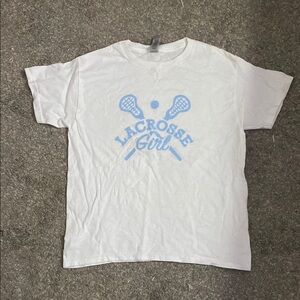 Girls White Lacrosse T-Shirt